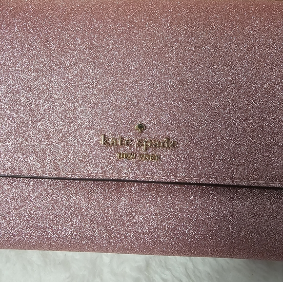 Kate spade EUC New York Bags Boxed Med Glitter Flap Phone Wristlet Wallet Pink - Picture 15 of 16